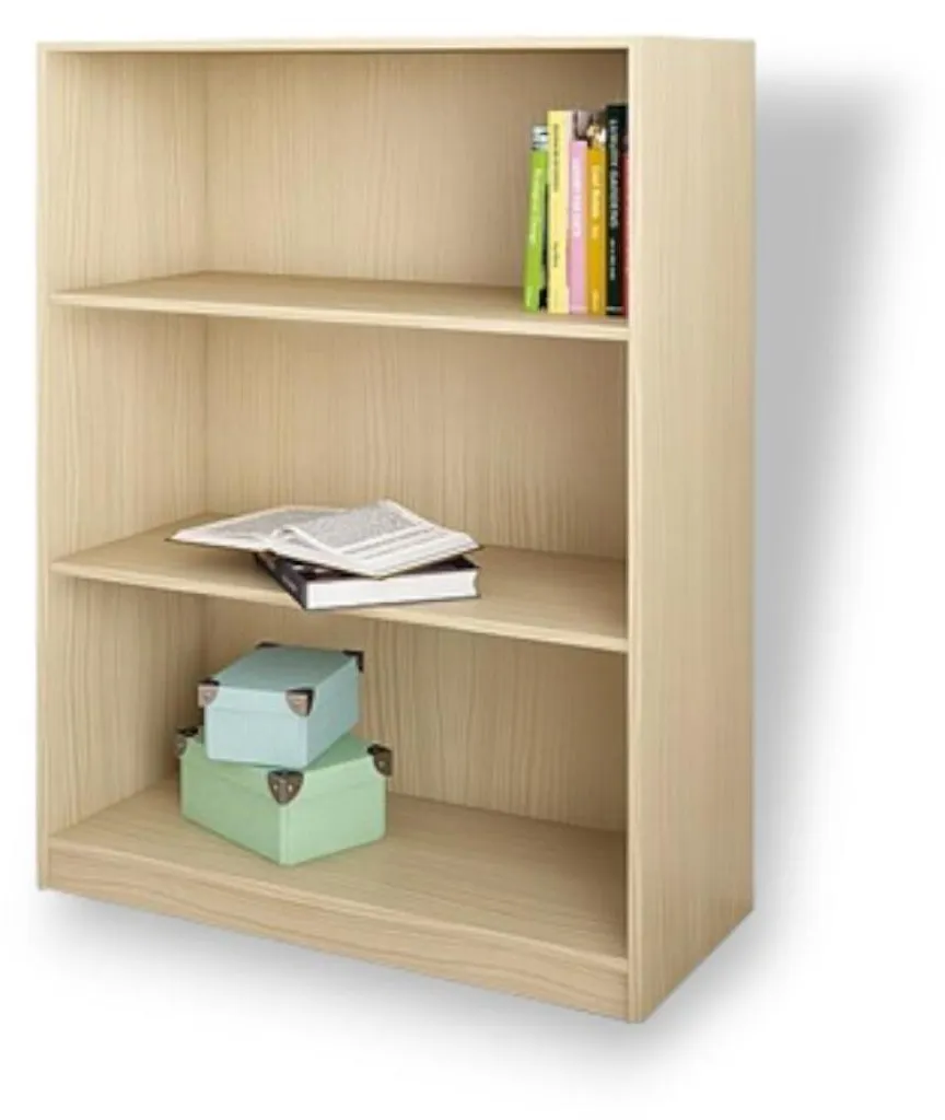 Meuble de rangement bas avec 3 rayons, bibliothèque 80 cm bois clair