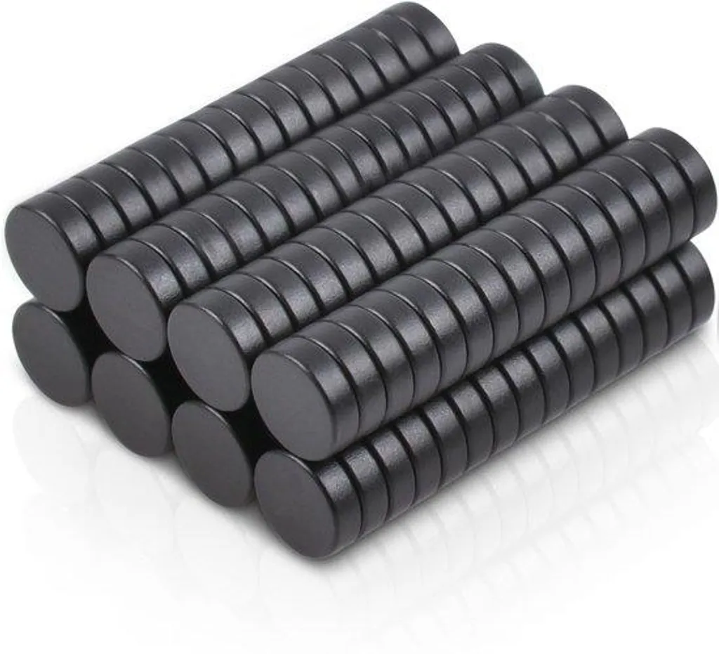 Aimants puissants 5 x 1,5 mm noirs en néodyme - Lot de 120 pièces