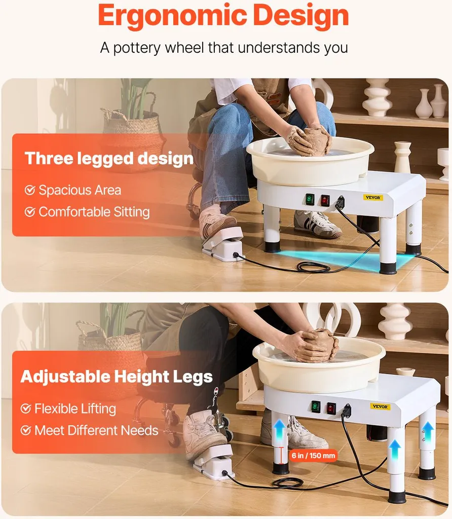 Machine à Façonner la Céramique 35 cm avec Pied de Levage et Pédale