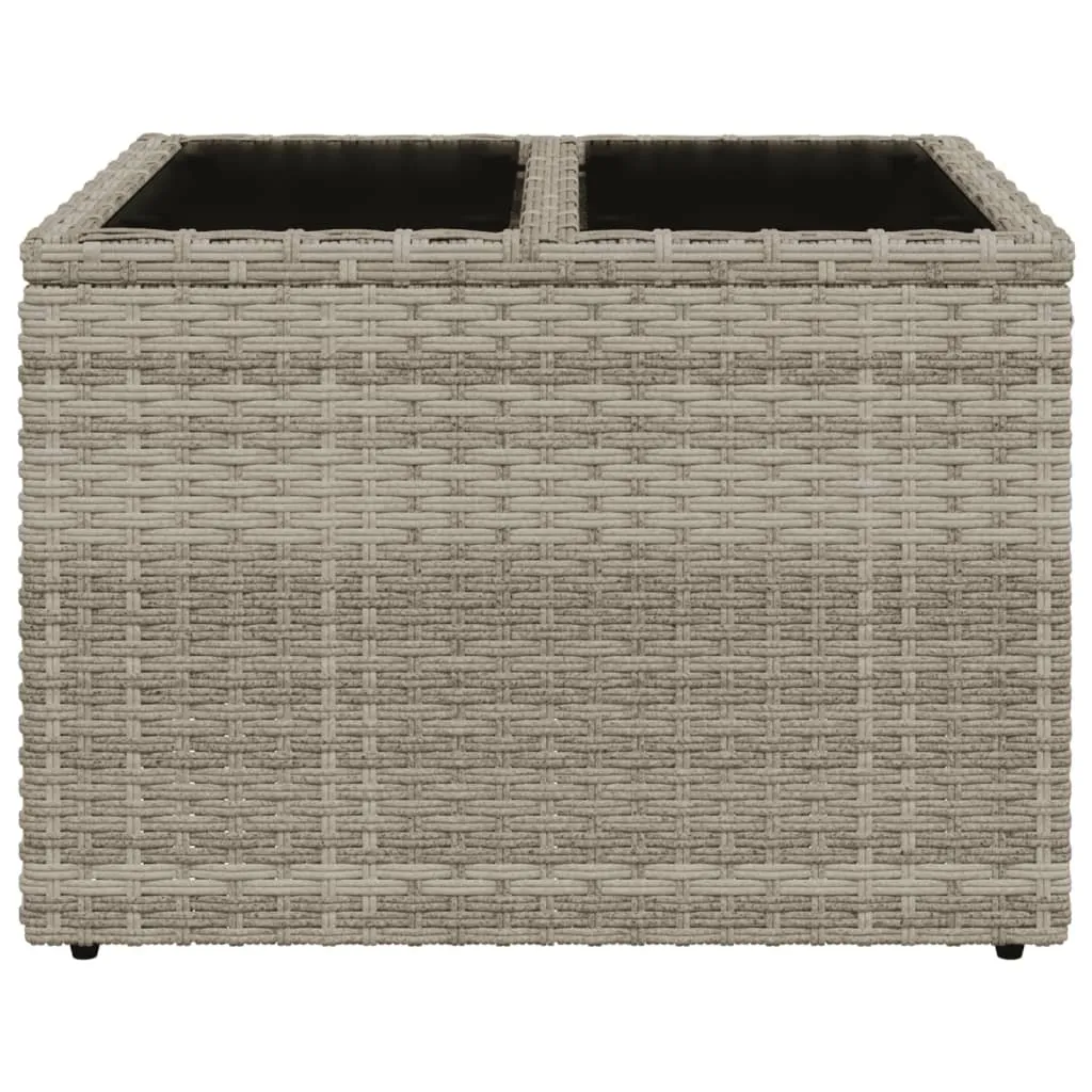 Tavolo da giardino con piano in vetro grigio chiaro 55x55x37 cm in poly rattan - 4