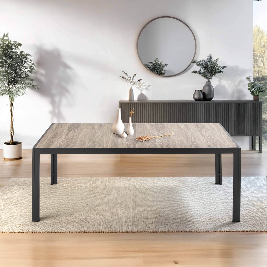 Rechteckiger moderner Tisch aus Aluminium und Keramik Braun - Oviala Tivoli