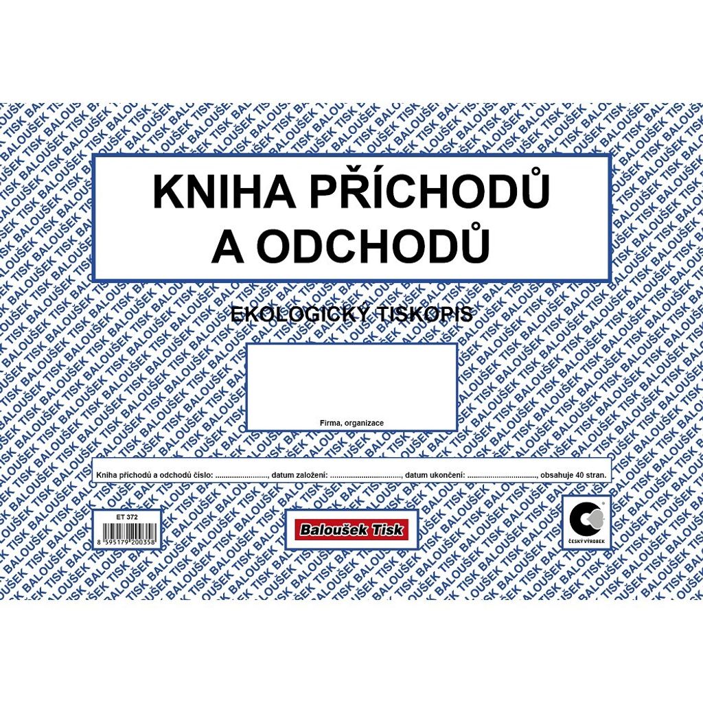 Tiskopis Kniha příchodů a odchodů Baloušek, A4, 40 listů