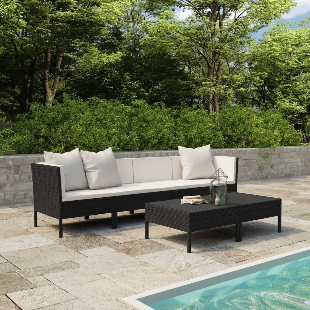 "2026 Promotion" 6-tlg. Garten-Lounge-Set - Sitzgruppe - mit Auflagen Poly Rattan Schwarz - Gartenmöbelset CC3323