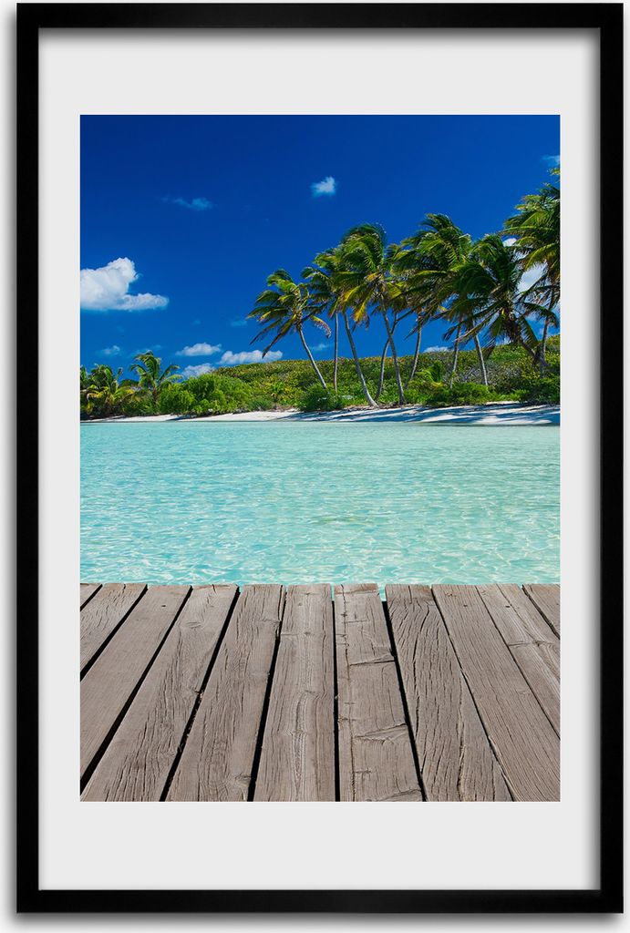 Bild - Bilderrahmen - 40 cm x 60 cm - MDF - Rahmen - Wandkunst - Tropischer Strand