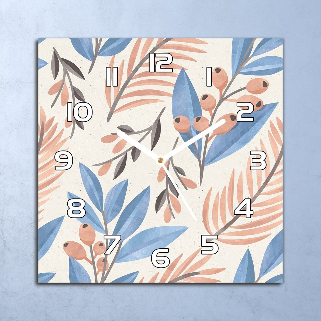 Deko Glasuhr Wanduhr 30x30 Vogelbeere Vintage Quarz Küchenuhr Bürouhr