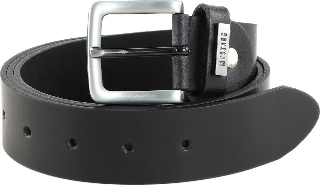 MUSTANG Pelle cintura Men Leather Belt W80 Black nero