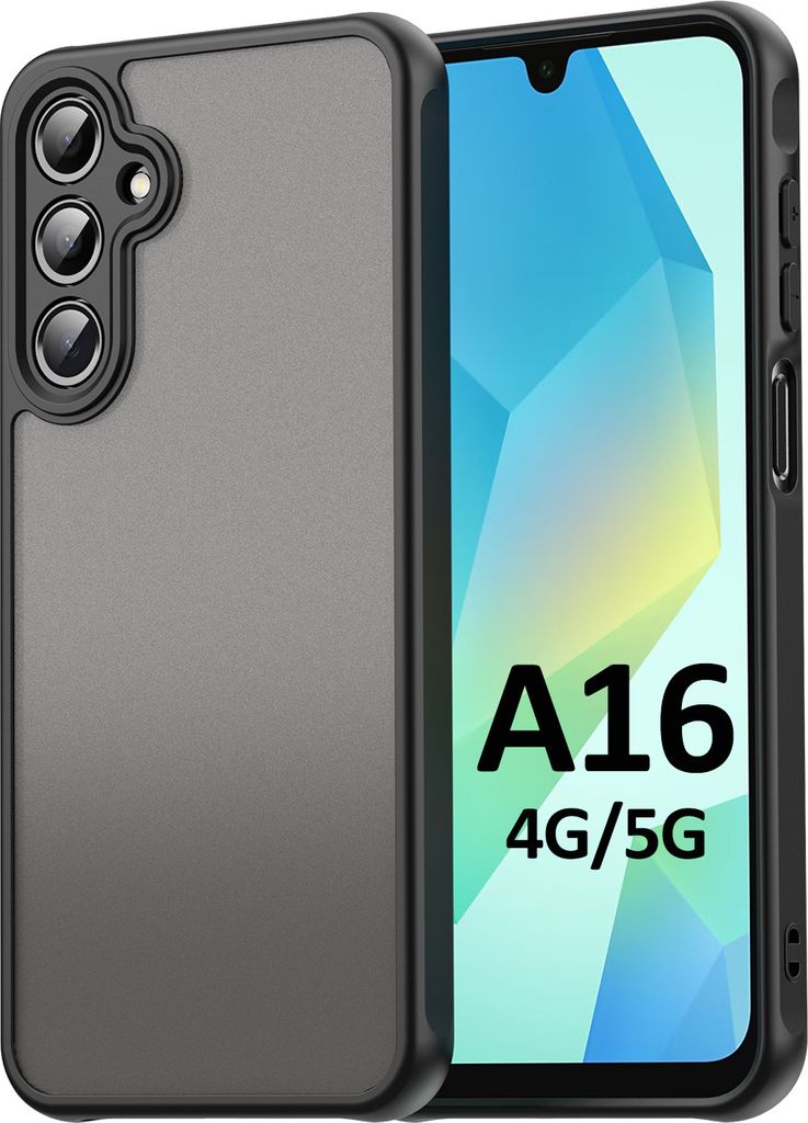 Handyhülle für Samsung Galaxy A16 Matt Stoßfest Schutzhülle Back cover in Schwarz