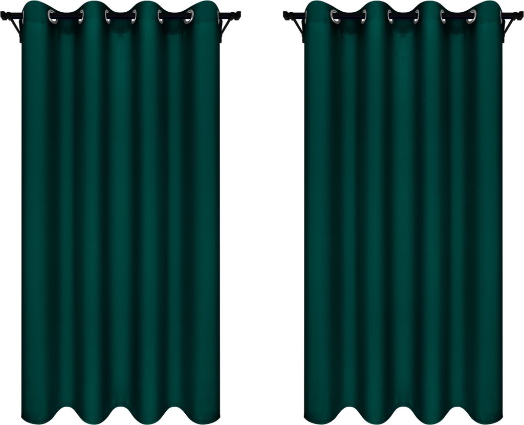 Vorhänge mit Ösen 140x160 cm 2 Stücke Dunkelgrün Fertige Produktbild 1