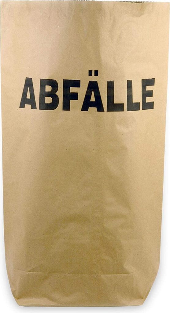 Hypafol Papiermüllsäcke 70 liter|50 Stück, 2-lagig, 550x850+200 mm | Bedruckt "Abfälle" | kompostierbare Papiertüten | Kraftpapier