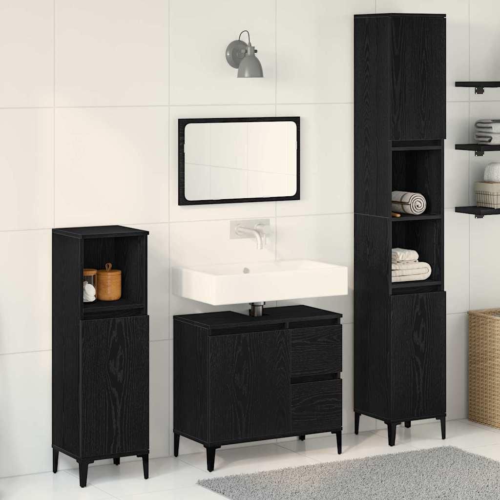 Maison Exclusive - Badezimmermöbel-Set Wandmontiert 3 pcs Schwarz Eichen-Optik
