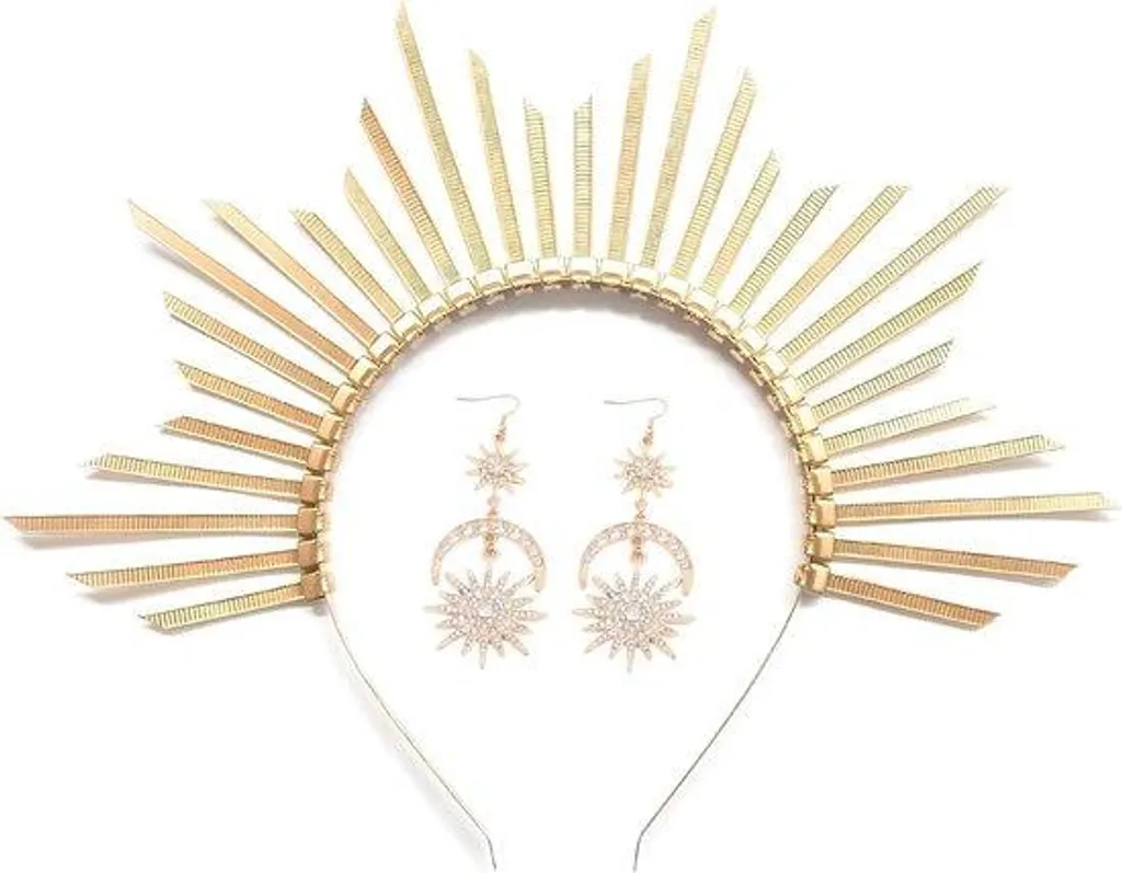 Serre-tête de déesse pour mariage et cosplay : Set de 2 bijoux dorés femmes