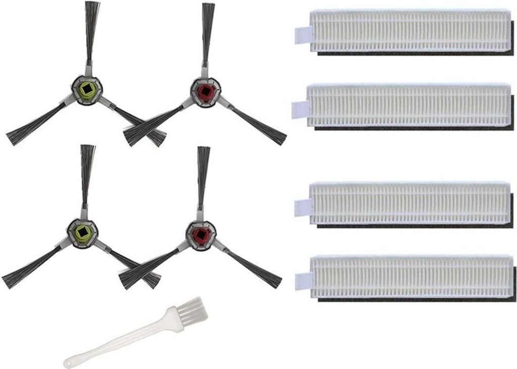Ersatzteile für Ecovacs Deebot OZMO Slim 10 Robotics Staubsauger - 8 Filter Hepa 4 Seitenbürsten 1 * Reinigungsbürste, Zubehörset, 13 Stück