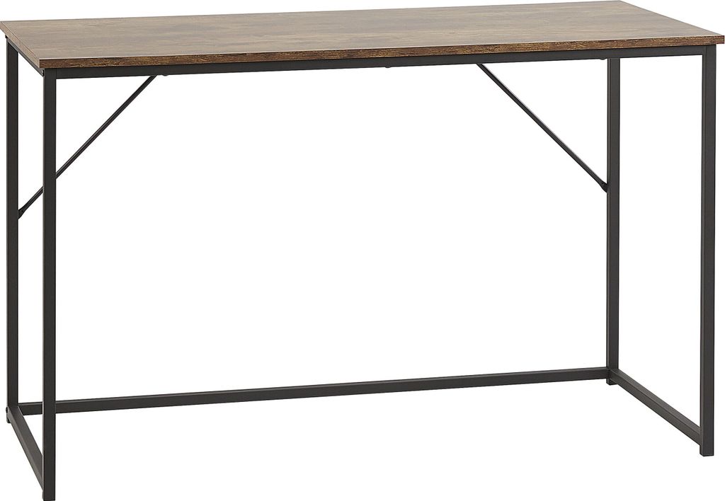 BELIANI Schreibtisch dunkler Holzfarbton / schwarz Spanplatte mit Metallgestell 120 x 55 cm Industrieller Stil