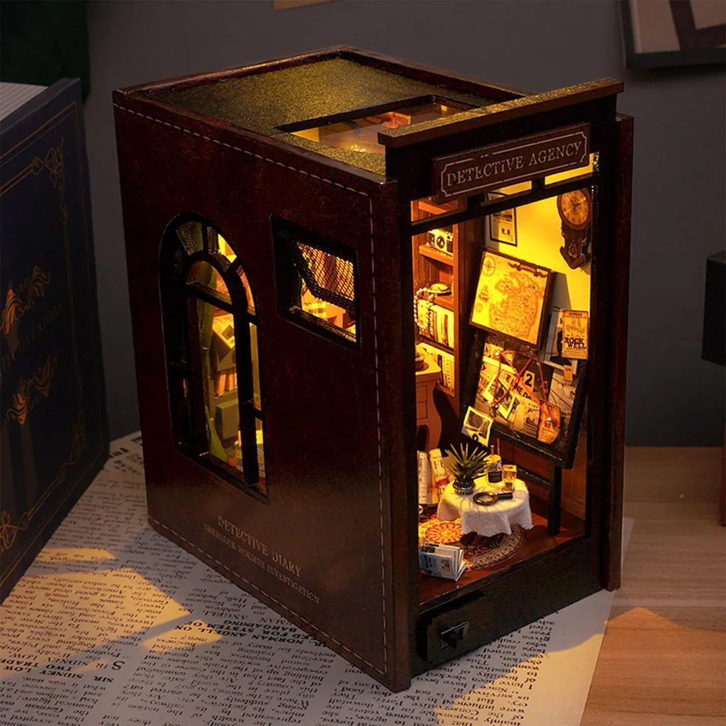 Maquette serre-livres DIY Détective - Kit déco bibliothèque bois - 15