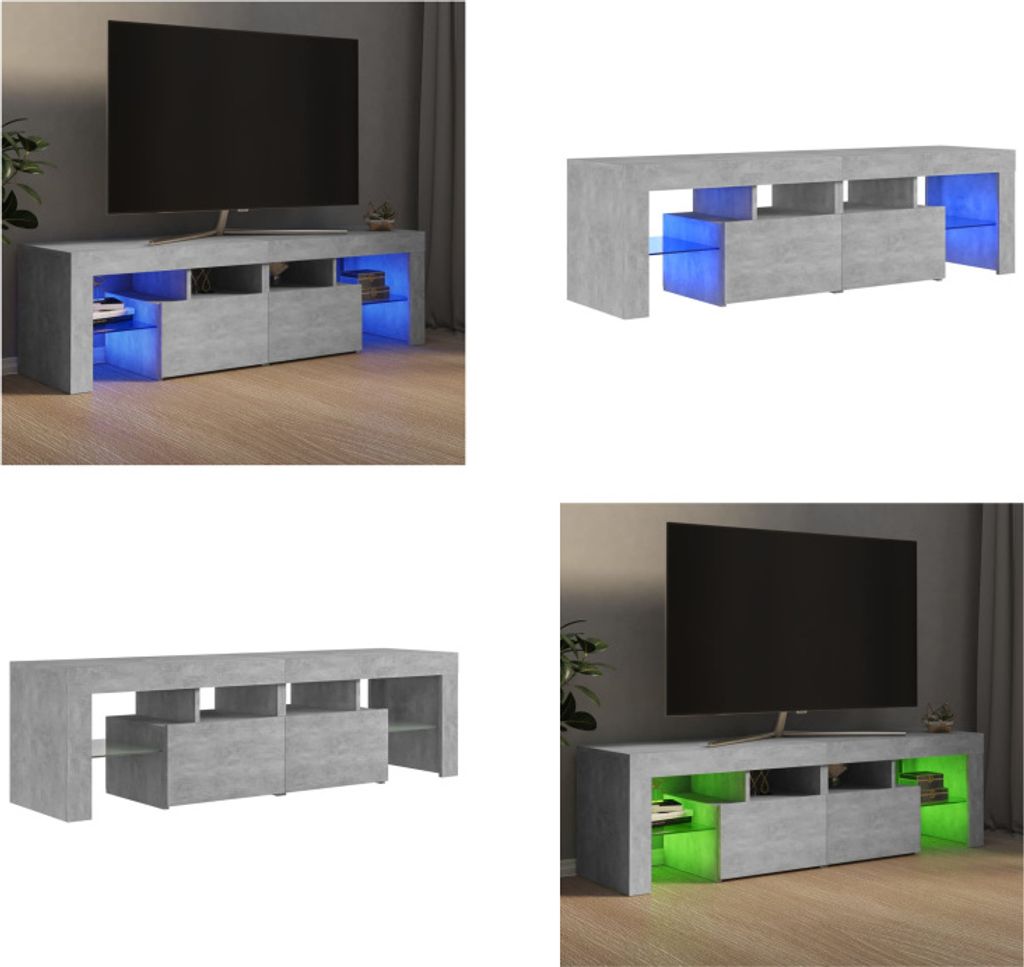 vidaXL TV Schrank mit LED Beleuchtung Betongrau 140x36,5x40 cm - TV-Schrank - TV-Schränke - TV-Möbel - TV-Ständer