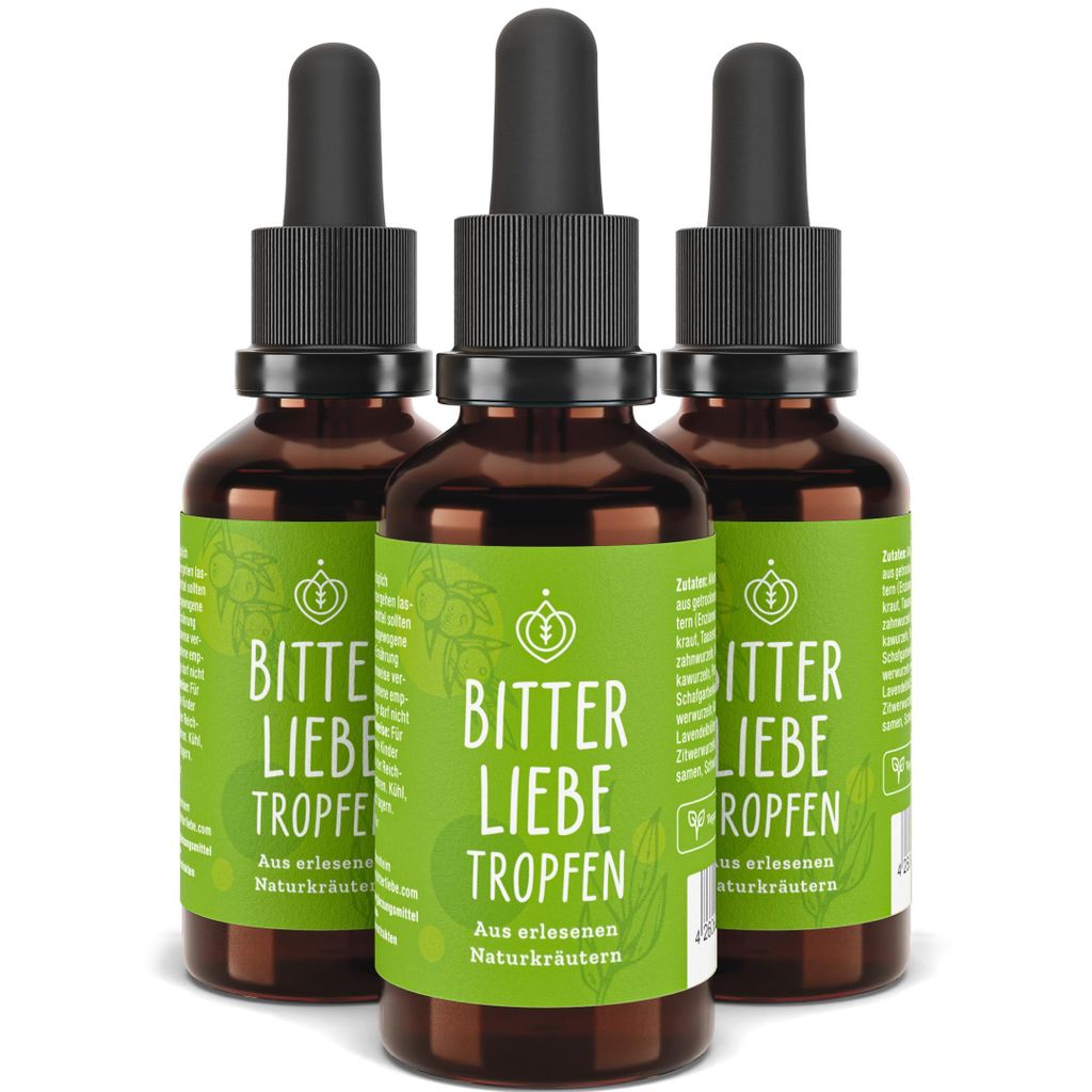 BitterLiebe Bittertropfen - 3x50ml - Bitterstoffe Tropfen Produktbild 