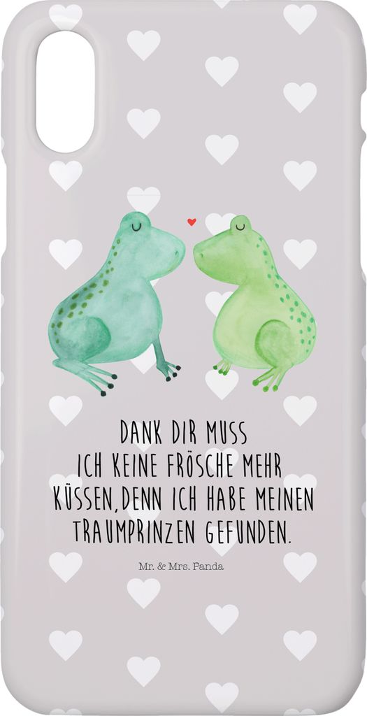 Mr. & Mrs. Panda Iphone 10 Handyhülle Frosch Liebe - Grau Pastell - Geschenk, Hülle, Handy, Case, Frösche, Freundin, X, Hochzeitstag