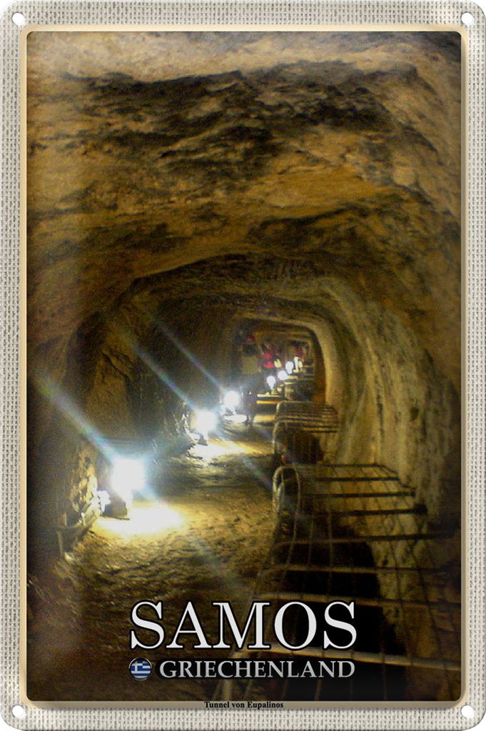 Blechschild Reise 20x30cm Samos Griechenland Tunnel von Eupalinos