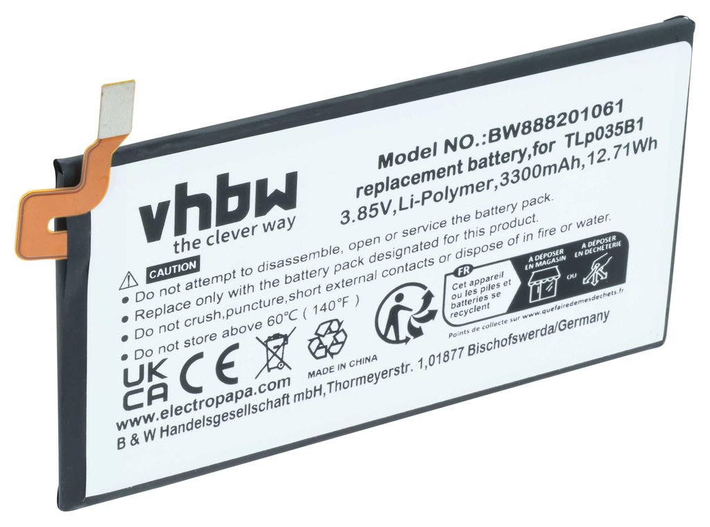 vhbw Akku kompatibel mit Blackberry BBF100-1, BBF100-6, BBF100-8, BBF100-2, BBF100-4, BBF100-9 Handy Smartphone Telefon (3300 mAh, 3,85 V, Li-Polymer)