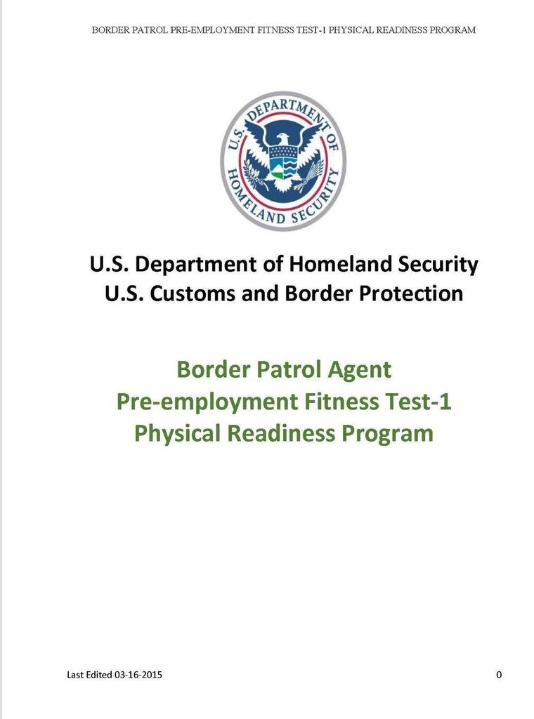 Border Patrol Agent Pre-employment Fitness Test-1 Physical Readiness Program