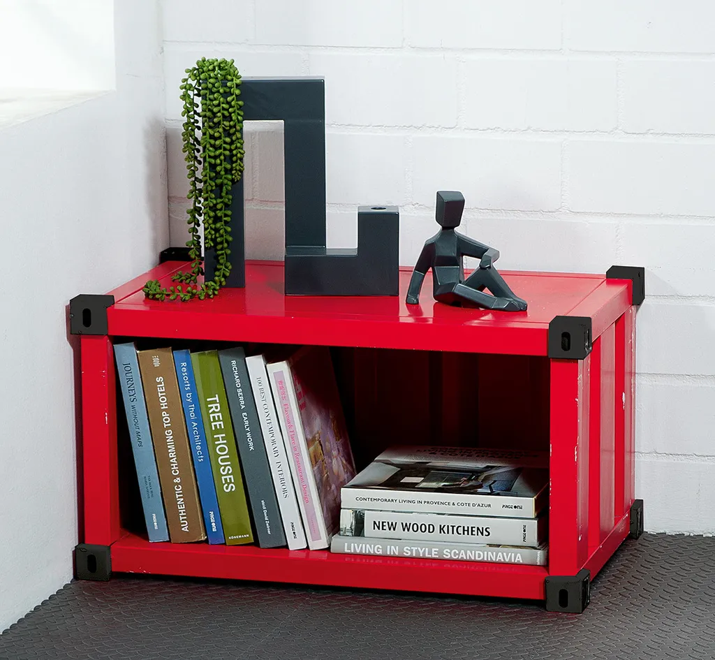 Étagère de Rangement Type Container Rouge en Fer Largeur 77 cm Gilde