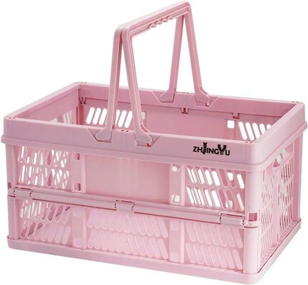 Panier de rangement pliable rose 19 litres pour chambre et buanderie