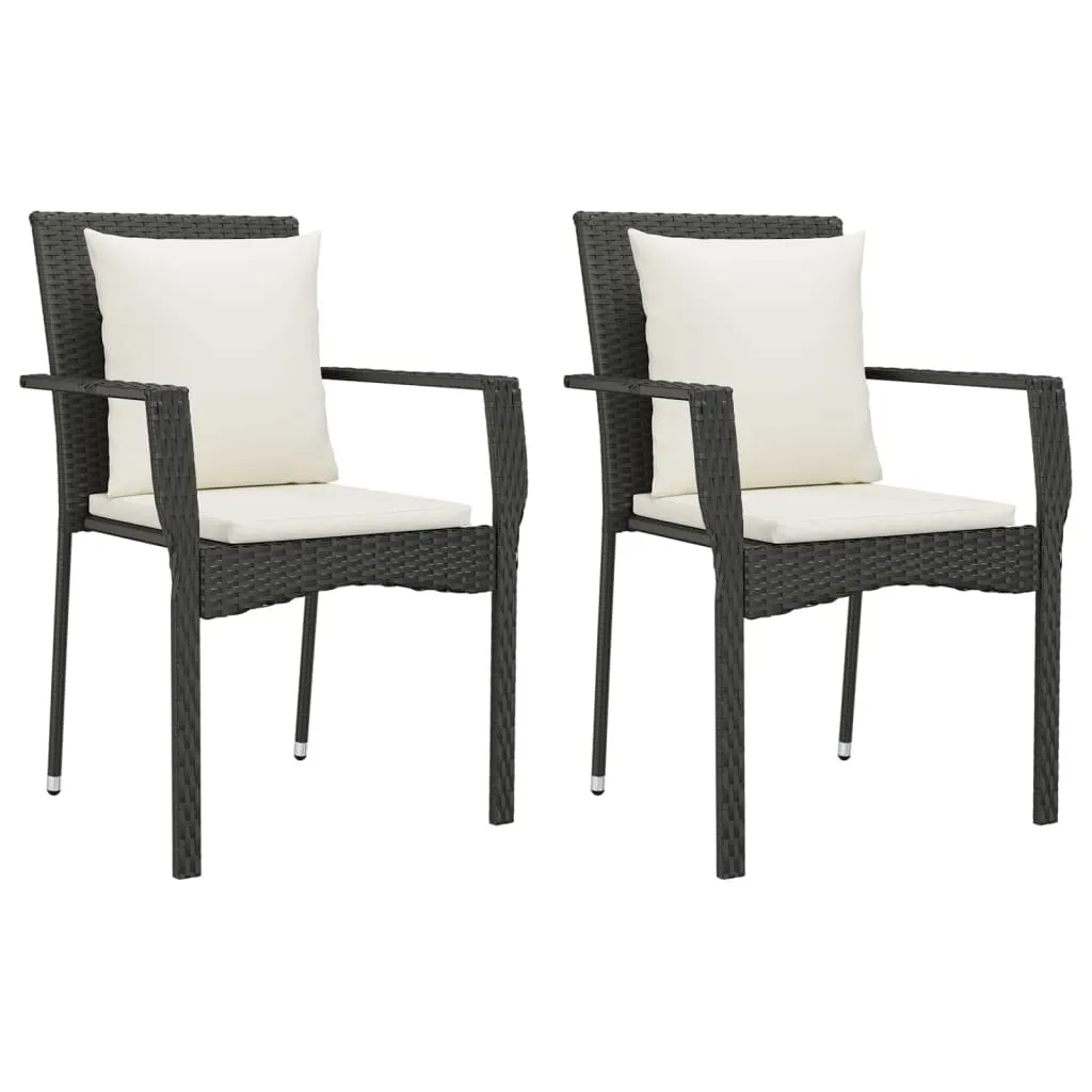 SYFAX Sedie Giardino 2 pz Polyrattan Nere con Cuscini | Arredo Esterno