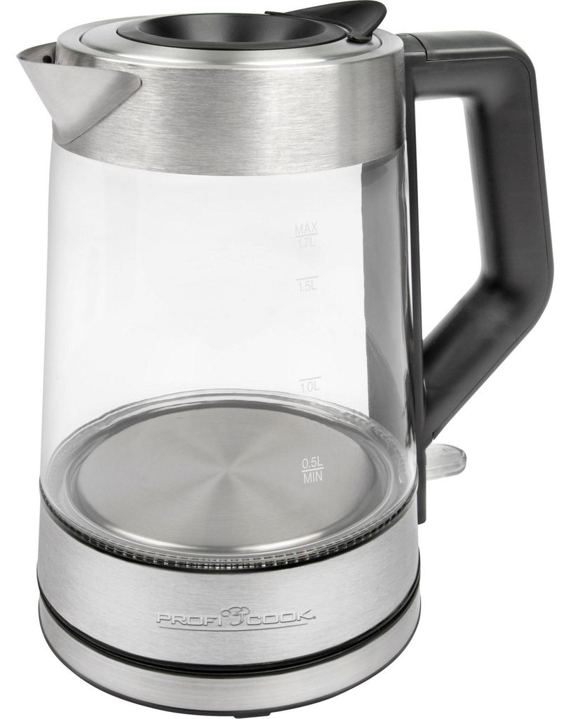 ProfiCook Glas-Wasserkocher PC-WKS 1190 G edelstahl/schwarz Produktbild 