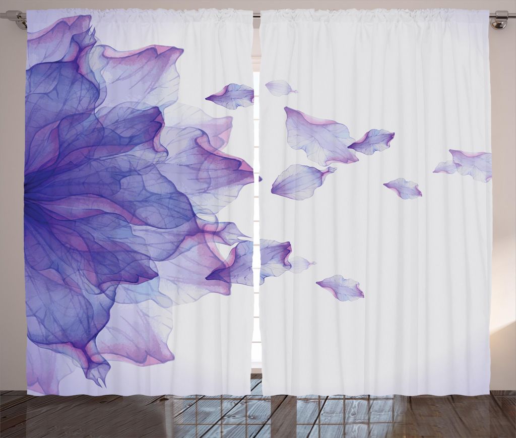 ABAKUHAUS Blume Rustikaler Gardine, Abstrakt Modern Wasser, Schlafzimmer Kräuselband Vorhang mit Schlaufen und Haken, 280 x 175 cm, Lila und Rosa