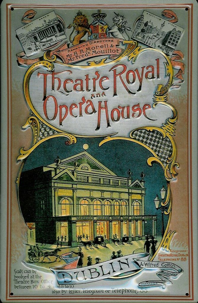 Blechschild Theatre Royal Opera House Dublin Oper Schild Nostalgieschild