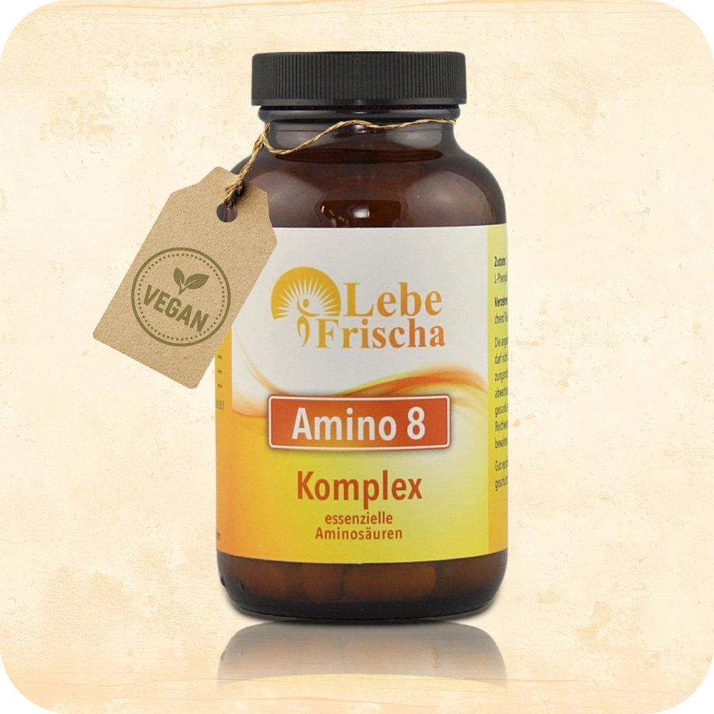 LebeFrischa Amino 8 Komplex - essenzielle Aminosäuren - 150 Protein Tabletten hochdosiert - 100% vegan - Germany - 50% BCAA smart