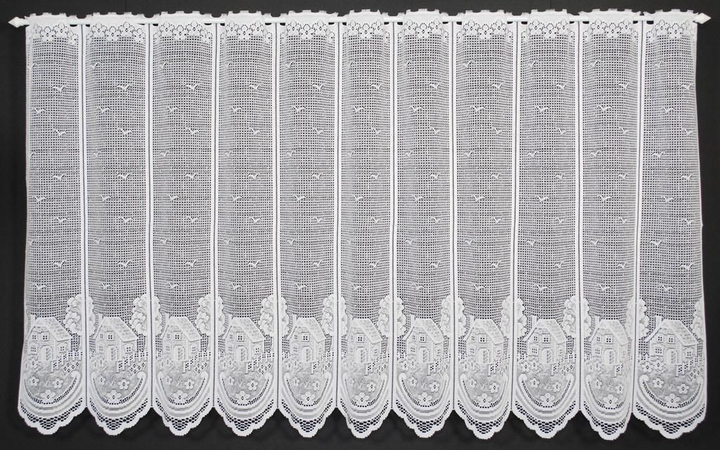 Gardinen Kranzusch Scheibengardine Häuser 90x51 cm H/B Weiß Bistrogardine Vorhang Küche 1er Pack