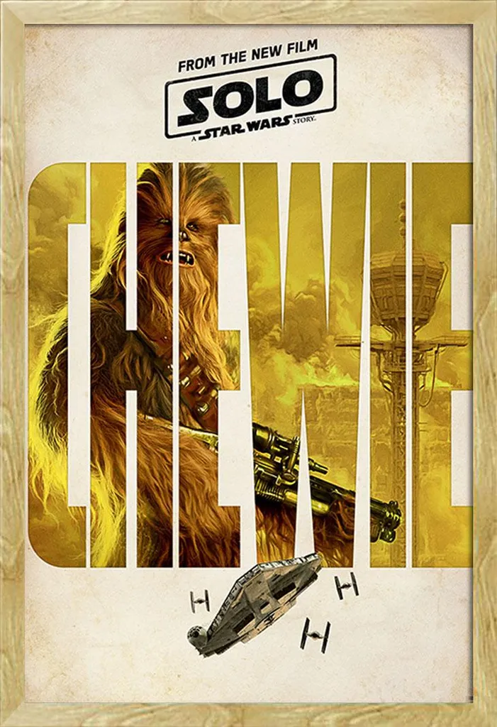 Déco Murale Star Wars : Poster Chewie Solo et Cadre MDF Hêtre Shinsuke®