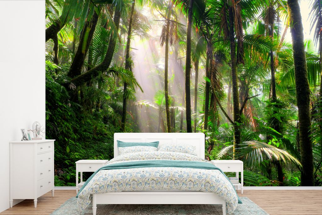 MuchoWow Fototapete für Wohnzimmer oder Schlafzimmer Wandtapete Vinyl Motivtapete Dschungel - Park - Puerto Rico - 420x280 cm - Kindertapete - Z...