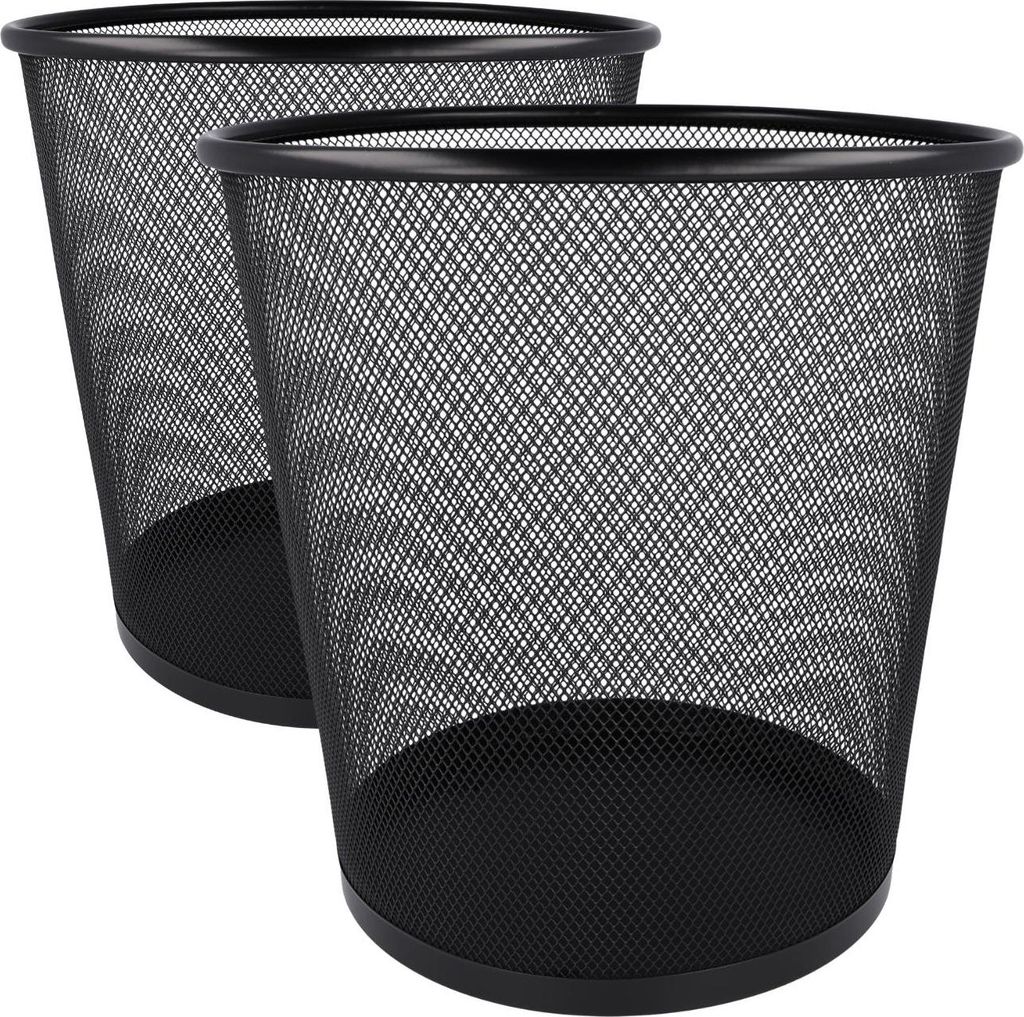 Westcott Papierkorb Mesh Schwarz (2er-Set) | 2 x Mülleimer aus Drahtgeflecht mit 13 Liter Fassungsvermögen | Abfalleimer für Büro, Homeoffice o...