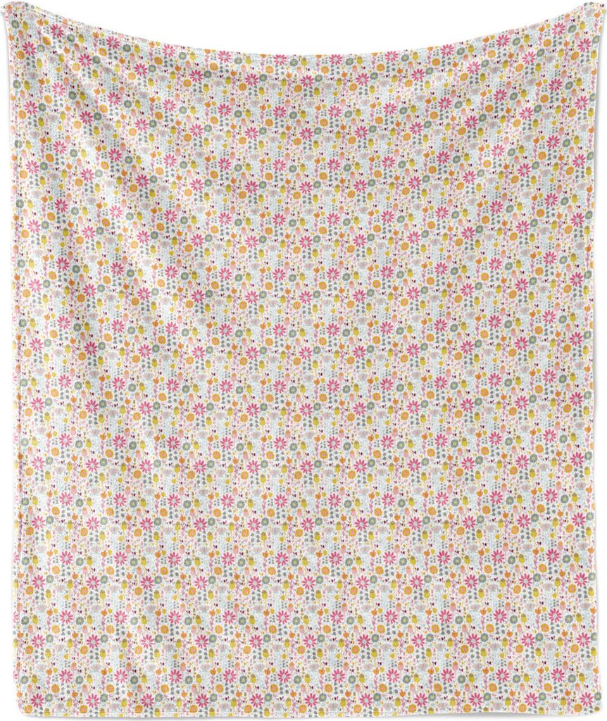 ABAKUHAUS Blumen Weich Flanell Fleece Decke, Spring Time Dainty Blumen, Gemütlicher Plüsch für den Innen- und Außenbereich, 125 x 175 cm, Mehrf...