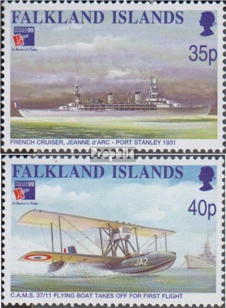 Briefmarken FalklanSteckanschlussln 1999 Mi 749-750 (kompl.Ausg.) postfrisch Briefmarkenausstellung