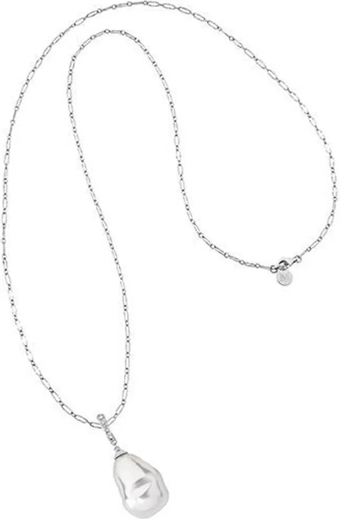 Pendentif pour Femme avec Perle Ronde Blanche et Argent Majorica
