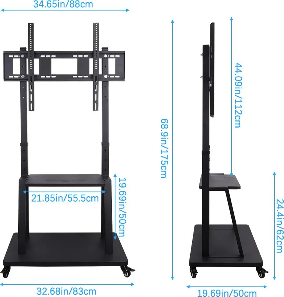 Support TV sur Pied avec Colonne Ajustable - Mobilier Robuste Multimédia