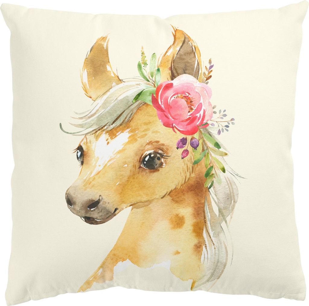 Dekokissen mit Motiv drinnen / Indoor Zierkissen Samt waschbar Design pastell Aquarell Sofakissen mit Füllung