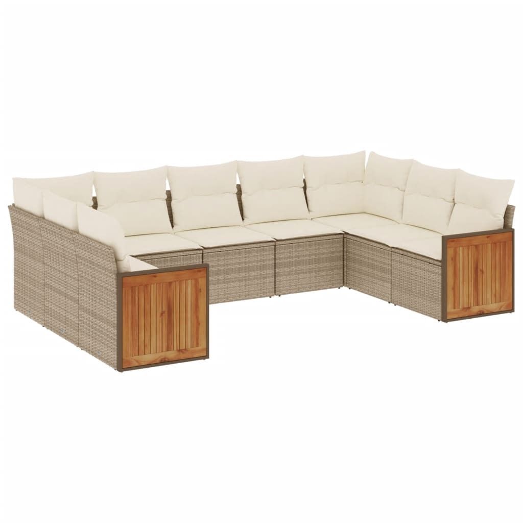 vidaXL 9-tlg. Garten-Sofagarnitur mit Kissen Grau Poly Produktbild 