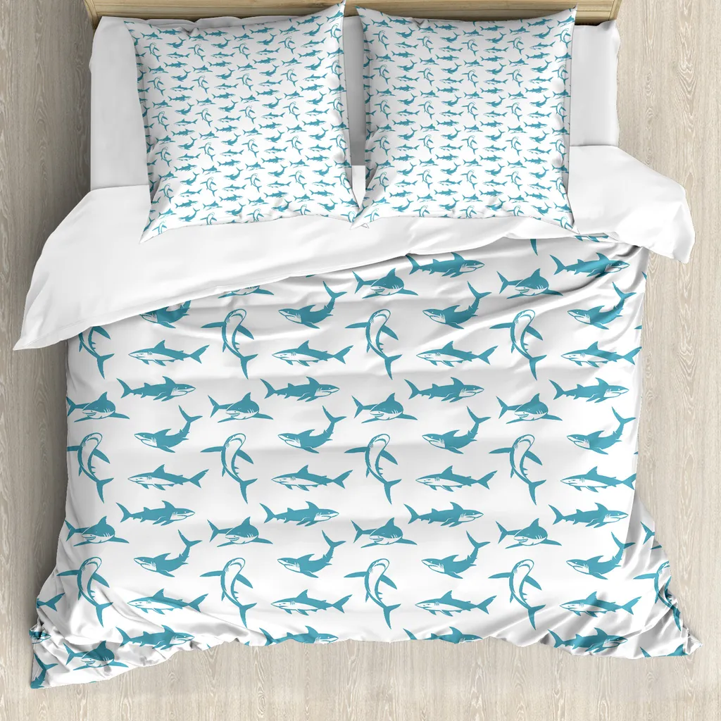 Housse de couette ABAKUHAUS Requin Bleu 200x200 cm avec sa taie