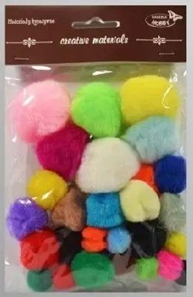 Bunte Pompons 15 mm–40 mm, 30 Stück – Galeria Hobby
