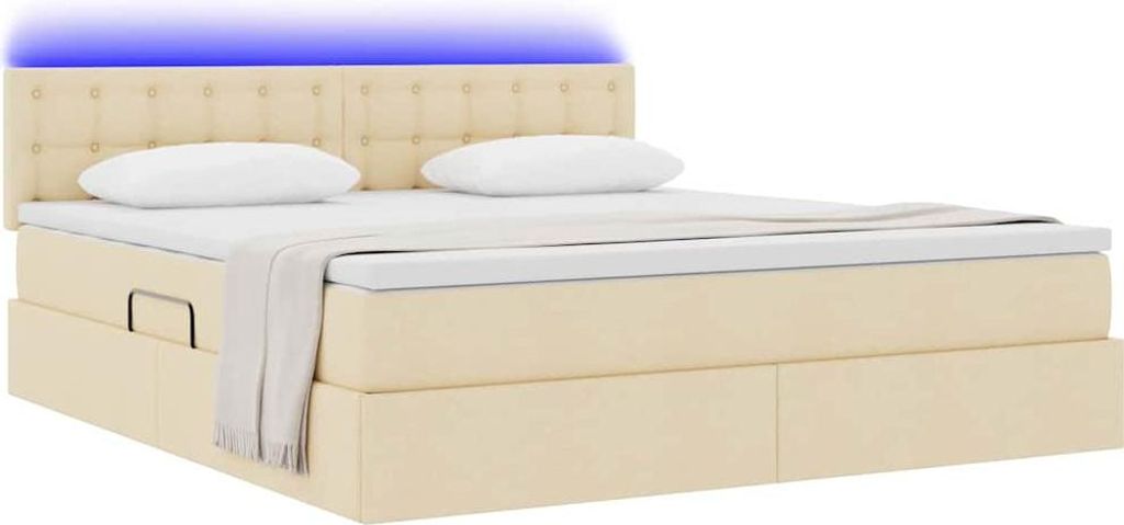 "Winter Sale" Bett mit Stauraum und LED Creme 160 x 200cm Polyester - clorisNeu234107 - Klassische BettenJugendbett Tagesbett
