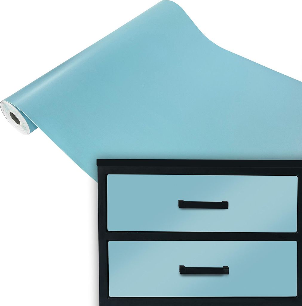 Klebefolie Möbel 45x100 cm - Blau Matt - Selbstklebende Möbelfolie in modernen Unifarben - Klebefolie vielseitig einsetzbar für kreative Möbelg...