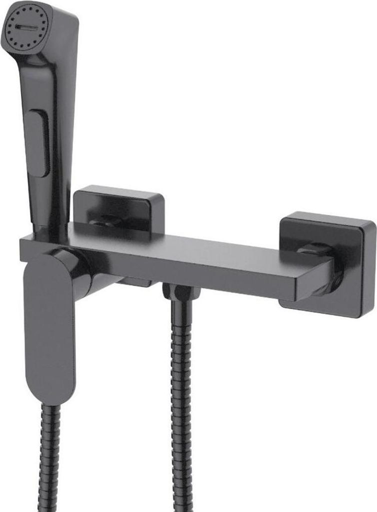 Wand-Bidetarmatur mit Stop-Ventil und Ablage, Gun metal