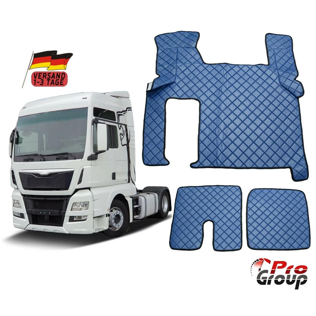 LKW Fußmatten für MAN TGX Zwei Schubladen 2010-2016 Abdeckung Automatik BLAU