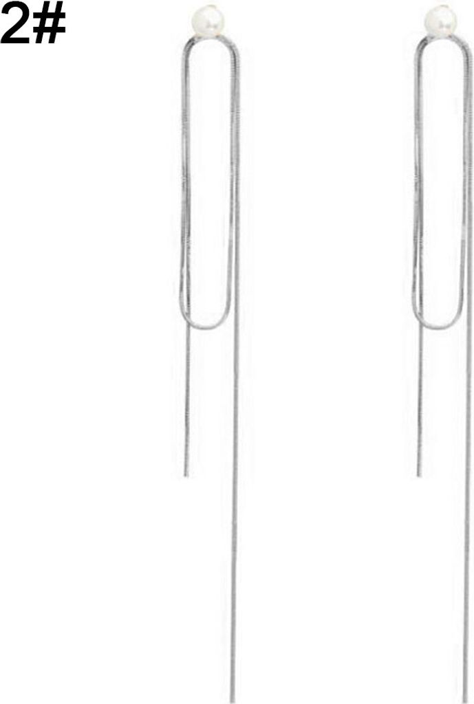 Frauen Strass Faux Perle Welligkeit Quaste Lange Tropfen Ohrringe Statement Schmuck-2#