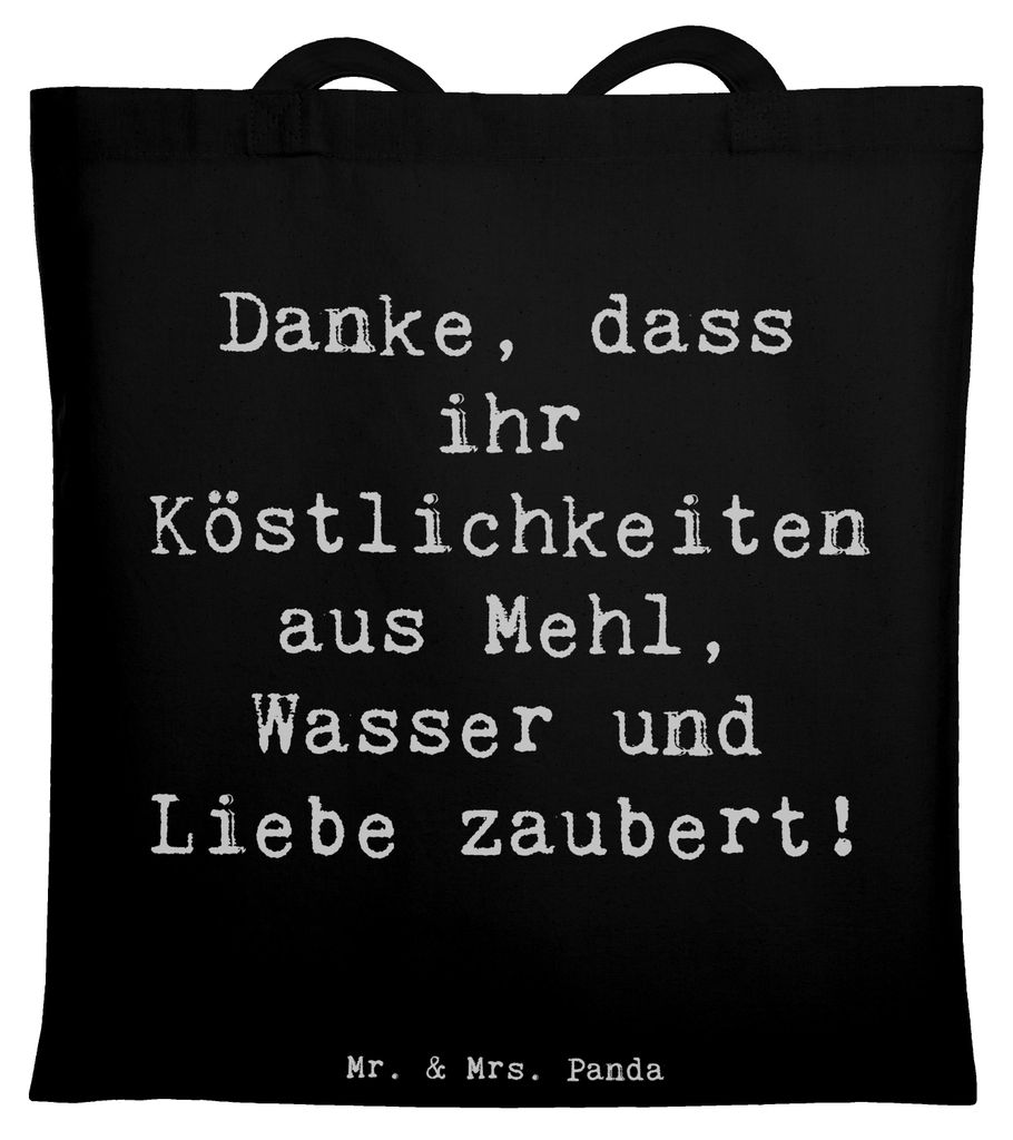 Mr. & Mrs. Panda Shopping Tasche Spruch Bäcker-Dank - Schwarz - Geschenk, Stoffbeutel, Laptoptasche, Tote Bag, Aufmerksamkeit, Wasser, Jutebeutel,...