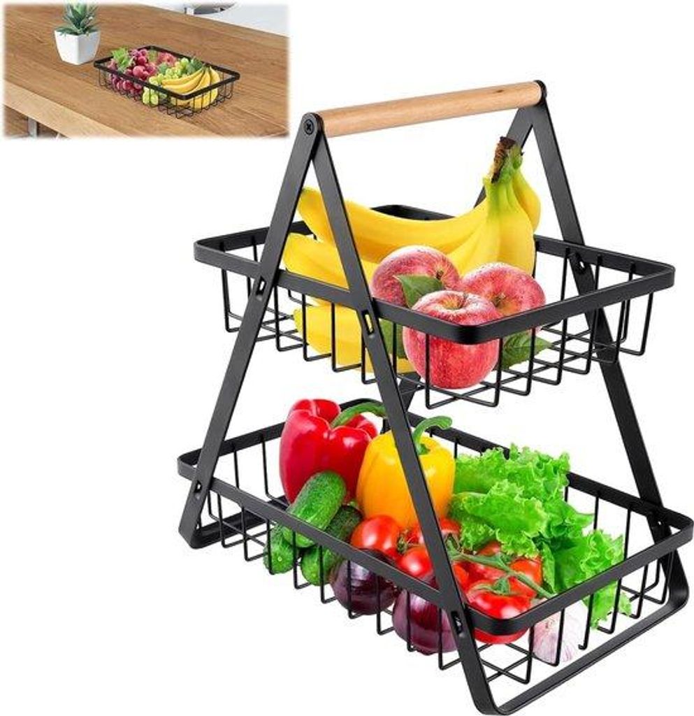 Doppel-Stapelregal - Edelstahl-Obst- und Gemüsegarten - Obst- und Gemüse-Service mit Handgriff